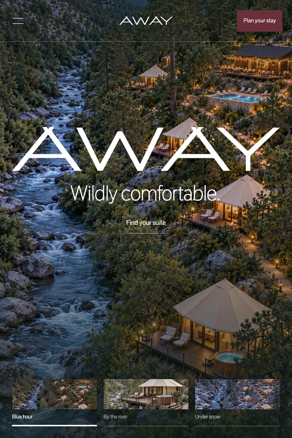 AWAY: hospitality website design preview
